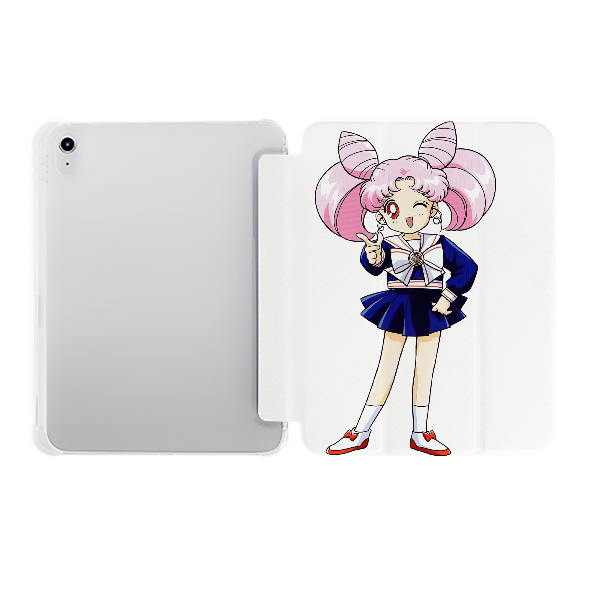 （画像用） 美少女戦士セーラームーン ちびうさ Sailor Moon Chibiusa Tsukino Usagi Small Lady Serenity IPad ケース ペン収納付き 三つ折りスタンド PUレザー×シリコン 対応機種9.5/10.5/10.9インチ
